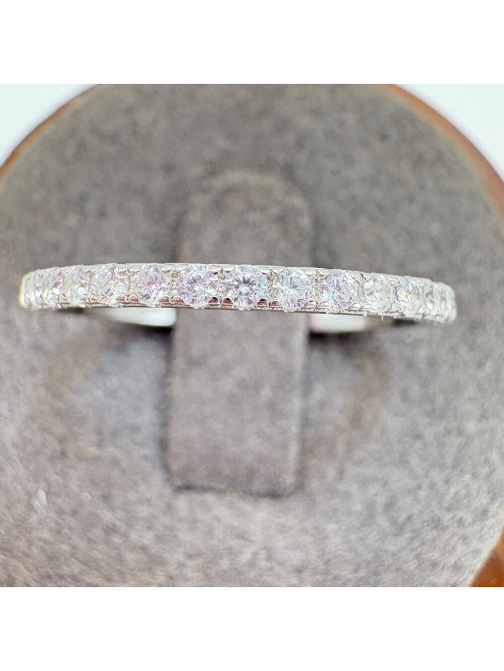 Cubic Zirconia & Sterling Silver 925 Anniversary Band 2mm Wide Ring Size 7